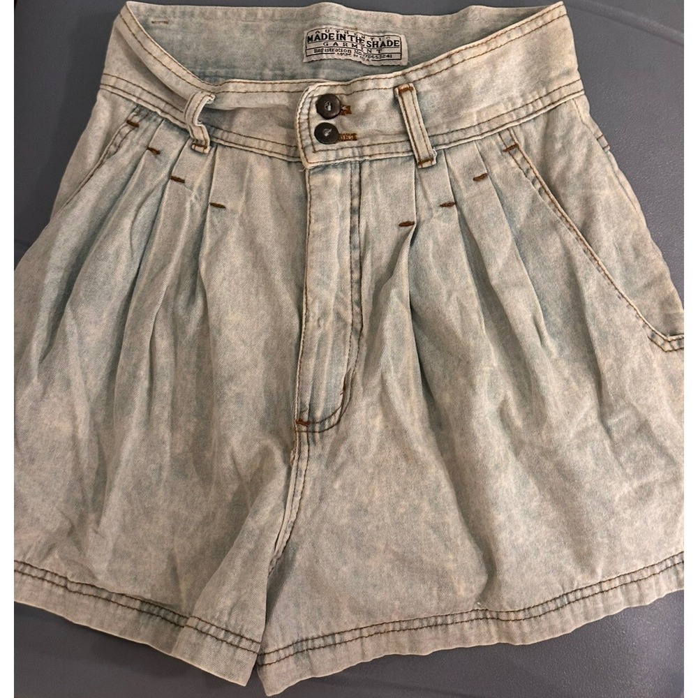 Vintage Made in the Shade Denim Pleated Jean Shorts‎ Sz 9